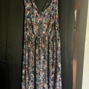 Kaileigh Floral Sleeveless V-Neck Dress Black Multicolor Pattern Size Xl
